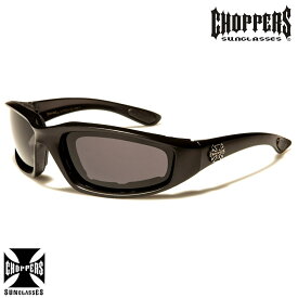 Choppers スモークレンズ バイク サングラス ゴーグル UV400 チョッパーズ 防風パッド マットブラックフレーム モーターサイクル アイウェア カジュアル ツーリング ドライブ バイカー 924-SD自転車