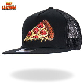 Hot Leathers キャップ ハット バイカー [Pepperoni Skull Pizza Snapback Hat] ピザ ペパロニ ドクロ スカル ブラック 黒 メッシュ スナップバック調節 ベースボールキャップ トラッカーハット 野球帽 帽子 米国ホットレザー直輸入 オートバイ ツーリング バイクに!