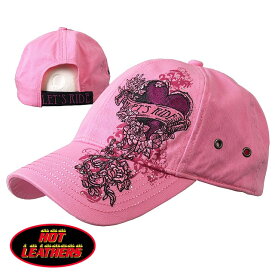 日本未発売! セール価格! ホットレザー [Let's Ride Heart Pink Ball Cap] レッツ・ライド・ハート・ピンク・ボールキャップ! ラインストーン レディース ベースボール キャップ 野球帽 帽子 ベルクロ調節 刺繍 米国 HOTLEATHERS 直輸入! バイクに!