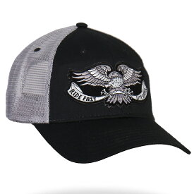 日本未発売! セール価格! ホットレザー [Eagle Tattoo Trucker Hat] イーグルタトゥー トラッカー ハット! 鷲 ベースボール キャップ メッシュ 野球帽 帽子 スナップバック調節 ワッペン 米国 HOTLEATHERS 直輸入! ブラック 黒 グレー バイクに!