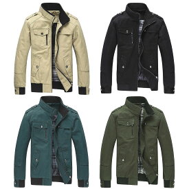 全4色! ビッグサイズも! [Men's Stand Collar Military Jacket] メンズ スタンドカラーミリタリージャケット! フライトボンバージャケット マウンテンパーカー アメカジ アーミー コート リブ袖 ブルゾン ジャンパー 大きいサイズ バイクに!