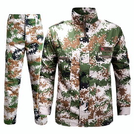 全5色! 6サイズ! [Men's Military Uniform Camouflage Suit Set] メンズ ミリタリーユニフォームカモフラージュスーツセット! ジャケット＆パンツ 上下セット セットアップ 長袖 ジャージ アウトドア アーミー 戦闘服 軍服 迷彩 サバゲー バイクに!