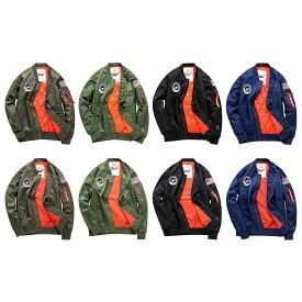 【送料無料!】全2タイプ! 8サイズ! [Men's Thick and thin Apollo Patches Bomber Jacket] メンズ 春 夏 秋 冬 アポロパッチズ ボンバージャケット! 厚手 薄手 ワッペン ウィンドブレーカー ジャンパー ブルゾン アウター 大きいサイズ MA-1 バイクに!