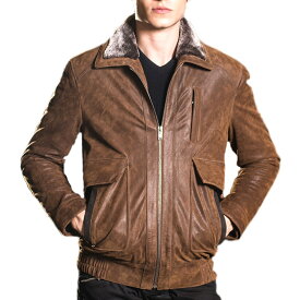 全10サイズ! [Men's Air Force Vintage Pigskin Pocket Genuine Leather Jacket] メンズ エアフォース ビンテージ ピッグスキン ポケット レザー ジャケット! 本革 豚革 革ジャン ライダース ブラウン フェイクファー コート アウター バイクに!