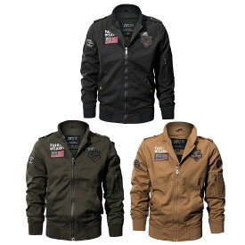 全3色! 6サイズ! [Men's US Flag Patches Airborne Pilot Jacket] メンズ USフラッグワッペン エアボーン パイロットジャケット! ボンバージャケット ウィンドブレーカー フライトジャケット ジャンパー ブルゾン コート アウター MA-1 ミリタリー バイクに!