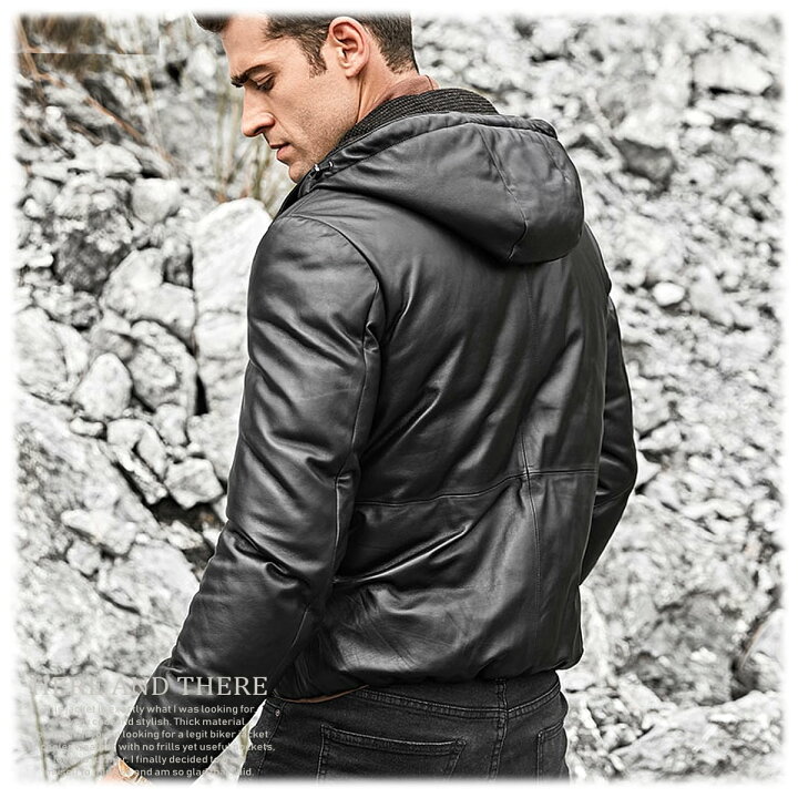 楽天市場】全10サイズ! メンズ 本革 ラムスキンレザー フード付き  