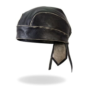 日本未発売!米国直輸入!セール価格! ホットレザー [Grey Rub-Off Seam Leather Headwrap] グレー・ラブ・オフ・シーム・レザー・ヘッドラップ! 黒 ブラック 無地 本革 ヘルメットインナー バンダナ・インナーキャップ サイズフリー! バイクに!