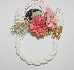 正月飾り しめ縄 おしゃれ ホワイト 造花 3426