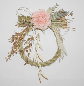 正月飾り しめ縄 おしゃれ ピンクダリア 造花 4495