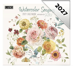2027�N (�ߘa9�N) USA �����O�J�����_�[ (Watercolor Seasons)�E�H�[�^�[�J���[�@�V�[�Y���Y�@LANG�ЃJ�����_�[�@�J���g���[�J�����_�[�@���ԁ@�t�����[�@����