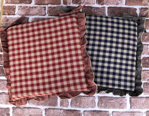 カントリーチェック*チェアパット(35×35cm)エンジor紺*アメリカンカントリー