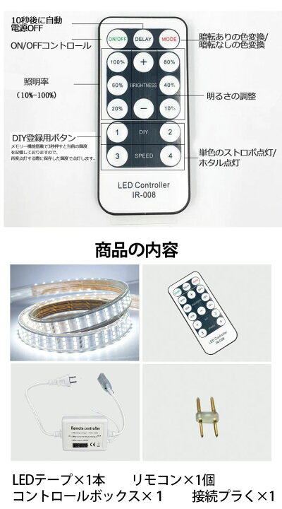 楽天市場】PSE認証 究極爆光三列 ledテープライト ledテープ BANNAI 