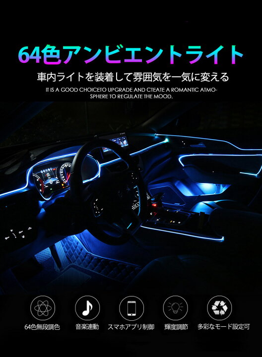 楽天市場】BANNAI 車 8m LED テープライトアンビエントライト 4個 足元  