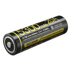 NITECORE(�i�C�g�R�A) NL2153HPi 5300mAh 3.6V (20A MAx) 21700 ���o�� �[�d�� ���`�E���C�I���d�r 1�{ �{�^���g�b�v