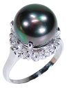 黒真珠リングタヒチカラー貝パールリング11ミリ珠キュービックジルコニア取り巻き【6月誕生石真珠】【レディース,激安,特価,通販】