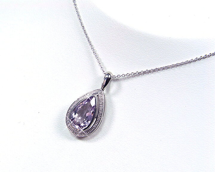 楽天市場】【cata】大粒天然アメジストペンダントネックレスダイヤ入り  