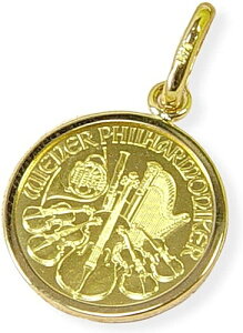 純金コイン ペンダントトップウィーンハーモニー金貨1/25オンス シンプル枠【送料無料】【レディース,激安,特価,通販】