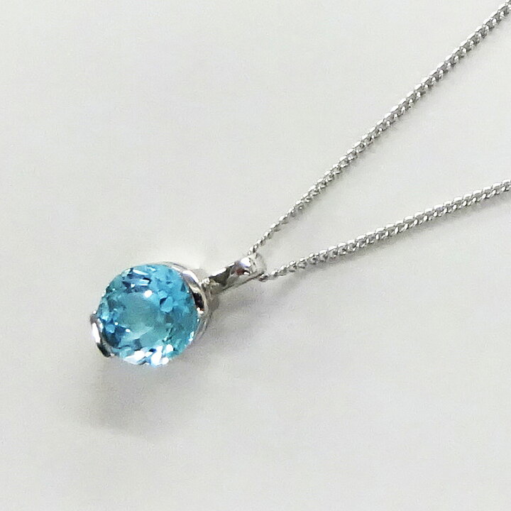 楽天市場】シルバー大粒ブルートパーズペンダントネックレス9.0mm 