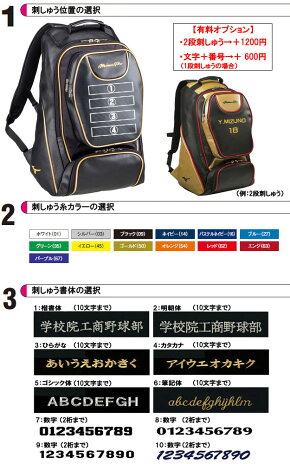 【限定モデル!刺しゅう無料!】ミズノプロバックパック1FJD8904送料無料リュック野球mizunopro