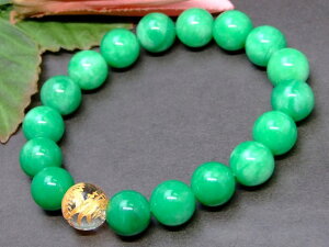 56910  白緑翡翠 ヒスイ 水晶 龍彫り 金彫り 12mm ブレスレット 内径18cm ポーチ付き 送料無料有 天然石 パワーストーン