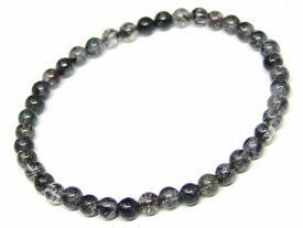 g3-1561K　4mm AAA ブラック ルチル クォーツ 針水晶 ブレスレット 内径16cm ポーチ付き 送料無料有 楽天最安値に挑戦 ブラジル産 天然石 パワーストーン