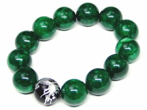 g3-7K  18mm A 緑翡翠 ヒスイ オニキス 龍 彫り ブレスレット 内径17cm ポーチ付き 送料無料 天然石 パワーストーン