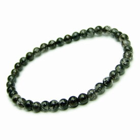 g3-1558Y　　4mm A ブラック ルチル クォーツ 針水晶 ブレスレット 内径16cm ポーチ付き 送料無料有 楽天最安値に挑戦 ブラジル産 天然石 パワーストーン