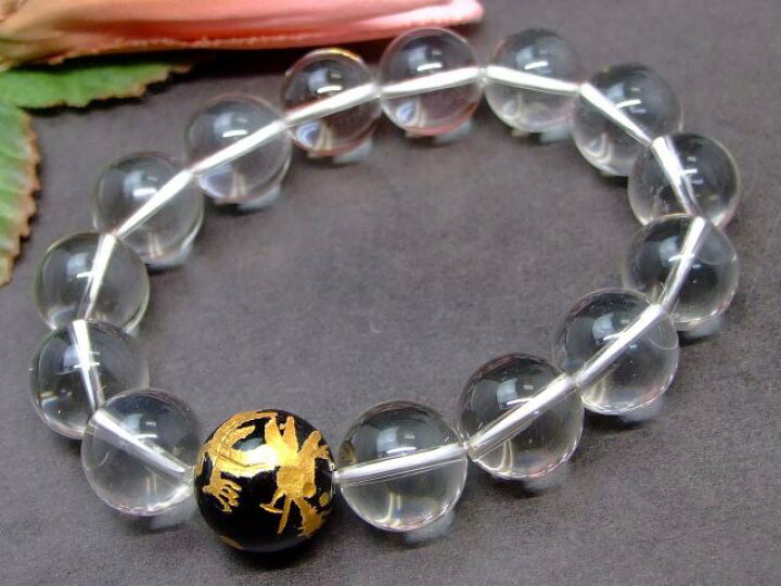 楽天市場】61940 14mm〜16mm 水晶 オニキス 龍彫り 金彫り 金箔 