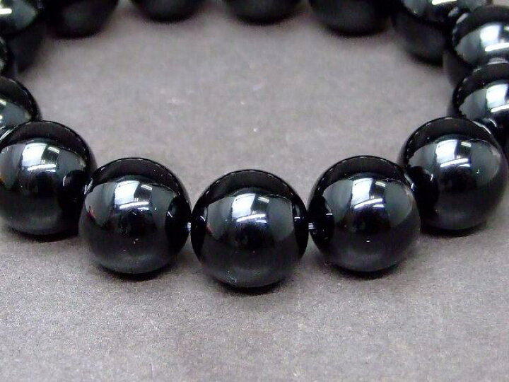 楽天市場】63503 鑑別書付き モリオン 黒水晶 14mm 5A ブレスレット  