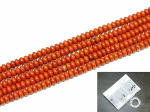 g3-1099R  レッドジャスパー 4mm×2mm ソロバン 算盤 そろばん 1連38cm 通し針、解説書、1mゴム付き 送料無料 インド産 天然石 パワーストーン