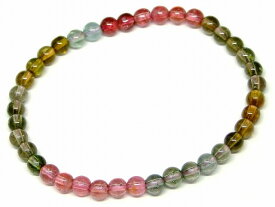 g3-851G　　ミックストルマリン 電気石 4mm AAAA ブレスレット 内径16cm ポーチ付き 送料無料 ブラジル産 天然石 パワーストーン