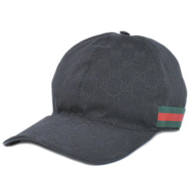 本物 グッチ GUCCI GGキャンバス ベースボールキャップ キャップ 帽子 M ブラック 服飾小物 中古