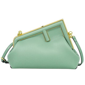 本物 フェンディ FENDI ファースト スモール2WAY ショルダーバッグ クラッチバッグ ポシェット レザー ミントグリーン系 8BP129 バッグ 中古・