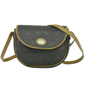 本物 クリスチャン ディオール Christian Dior ハニカム柄 ショルダーバッグ ポシェット PVC ブラック ブラウン バッグ 中古・
