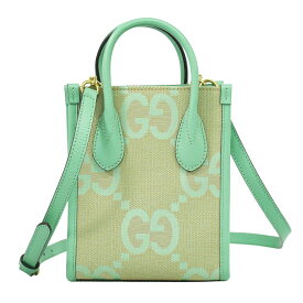 本物 グッチ GUCCI ジャンボGG 2WAY ショルダーバッグ ハンドバッグ ポシェット キャンバス グリーン ベージュ 671623 バッグ 中古・