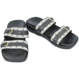 本物 ルイヴィトン LOUIS VUITTON LV モノグラム コンフォートサンダル サンダル 36 レザー キャンバス ブラック ベージュ レディース ビトン 靴 シューズ 中古・