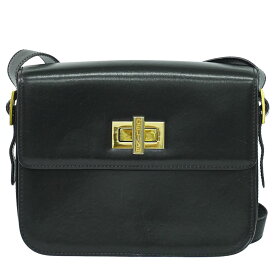 本物 セリーヌ CELINE レザー ショルダーバッグ ポシェット ブラック バッグ 中古・