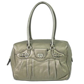 本物 サルヴァトーレ フェラガモ Salvatore Ferragamo ガンチーニ ショルダーバッグ レザー ゴールド系 Gancini バッグ 中古・