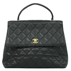本物 シャネル CHANEL ココマーク マトラッセ ターンロック ハンドバッグ キャビアスキン レザー ブラック Matelasse バッグ 中古・