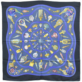 本物 エルメス HERMES スカーフカレ カレ90 Pourvu qu'on ait l'ivresse 香水 スカーフ ショール シルク ブラック グレー ブルー 服飾小物 中古・