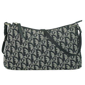 本物 クリスチャン ディオール Christian Dior トロッター ショルダーバッグ ハンドバッグ キャンバス ブラック Trotter バッグ 中古・