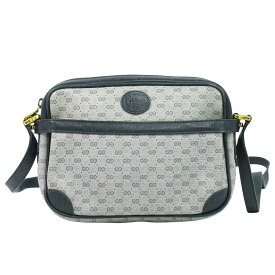 本物 グッチ GUCCI マイクロGG ショルダーバッグ ポシェット PVC ネイビー バッグ 中古・