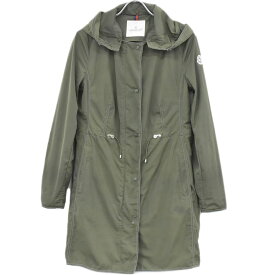 本物 モンクレール MONCLER フード付き モッズコート ロングコート コート アウター ポリエステル カーキ レディース 衣類 洋服 中古・
