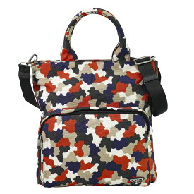 本物 プラダ PRADA カモフラージュ 迷彩柄 2WAY ショルダーバッグ ハンドバッグ ポシェット キャンバス ブラック マルチカラー バッグ 中古・