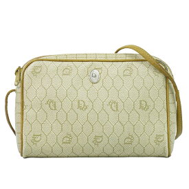 本物 クリスチャン ディオール Christian Dior ハニカム柄 ショルダーバッグ ポシェット PVC ベージュ バッグ 中古・