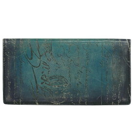 本物 ベルルッティ Berluti カリグラフィ 長財布 ロングウォレット 札入れ レザー ネイビー Calligraphy 財布 ウォレット 中古・