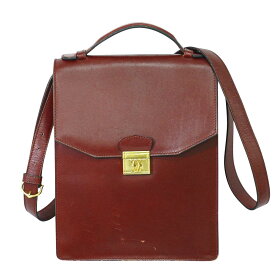 本物 カルティエ Cartier マストライン 2WAY ショルダーバッグ ハンドバッグ ポシェット レザー ボルドー Must Line バッグ 中古・