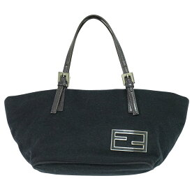 本物 フェンディ FENDI ズッカ ロゴ トートバッグ ハンドバッグ カシミヤウール ブラック バッグ 中古・