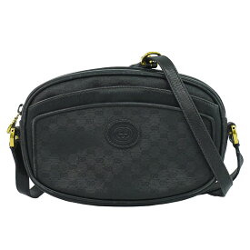 本物 グッチ GUCCI マイクロGG ショルダーバッグ ポシェット PVC ブラック バッグ 中古・