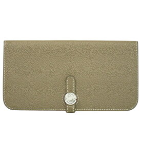 本物 エルメス HERMES ドゴン ロング 長財布 ロングウォレット ZK刻 2021年 レザー エトゥープ 財布 ウォレット 中古・